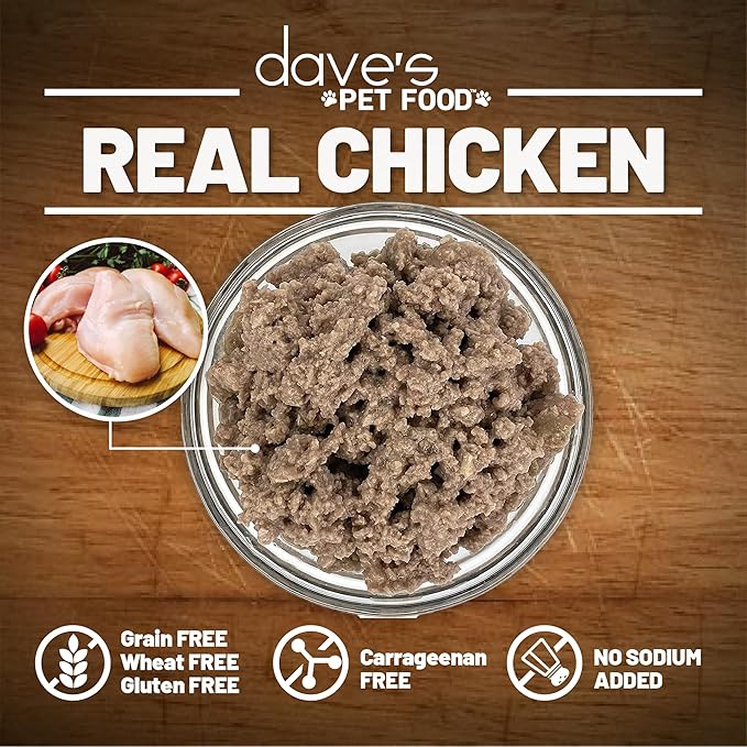 Dave's Pet Food Restricted Sodium Diet for Dogs, Chicken Pate Recipe, 13.2 oz Canned Dog Food, Case of 12-PawvioPets