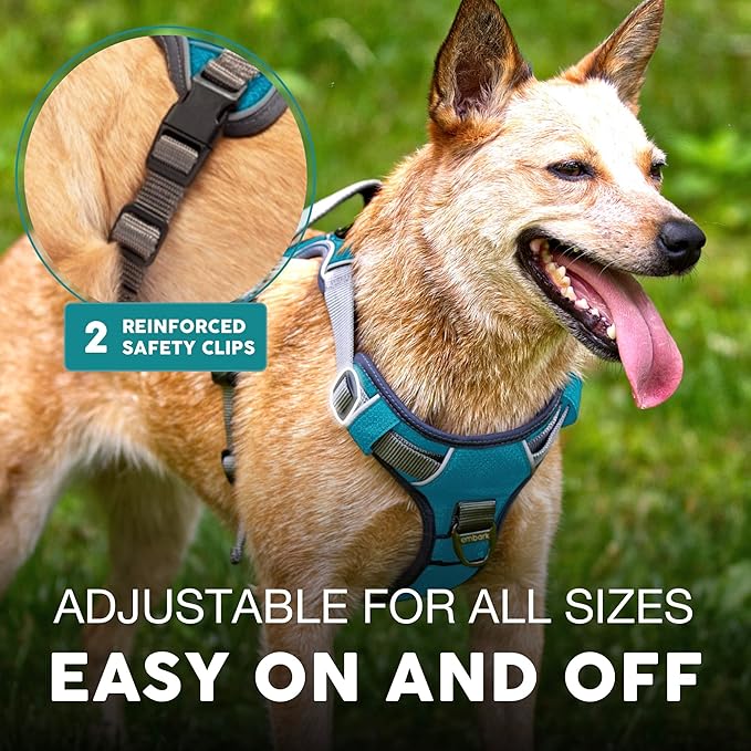 Embark Adventure Dog Harness, Reflective Trim No Pull Dog Harness Medium Sized Dogs - Military Grade Nylon, Front Clip with Gel Lined Handle.-PawvioPets