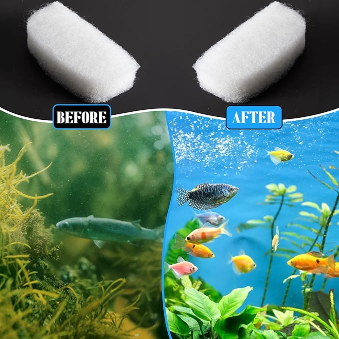 24 Pcs Filter Media Compatible with Fluval 106/107/206/207 Canister Filter Media Aquarium Polishing Pads 5.71 x 2.76 x 1.38 Inches Fish Tank Aquarium Accessories Replacement-PawvioPets