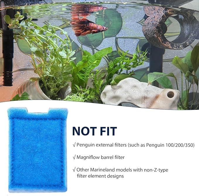 8 Pack Fish Tank Rite-Size Z Filter Cartridges Compatible with MarineLand Aquarium Eclipse Filtration Systems & Hidden Filtration System, and Fit for MarineLand Ailhouette & Portrait Filtration System-PawvioPets