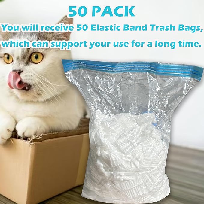 50 Pack Litter Box Liners Compatible with Lifewit Litter Box Cat, Elastic Band Trash Bags for Disposal of Cat Waste, Waterproof and Leak Proof (Clear)-PawvioPets