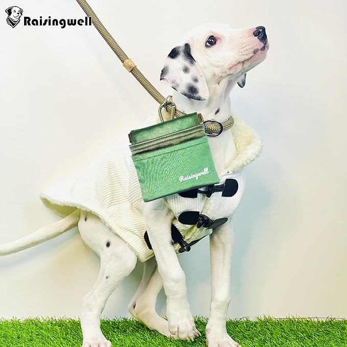 Dog Treat Pouch, Pocket Sized Pet Training Pouch, Hand Free Bronze Dog Walking Bag with Carabiner, Self-Closing Pet Feed Snack Reward, for Puppy Travel or Outdoor Use, NanoPTC-PawvioPets