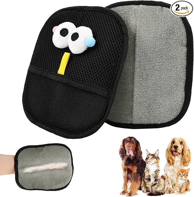 2 PCS Electrostatic Pet Hair Remover, Pet Hair Remover Tool for Cats & Dogs, Cleaning Gloves for Carpet, Couch, Furniture, Car Seat, Double-Sided, Reusable, Washable-PawvioPets