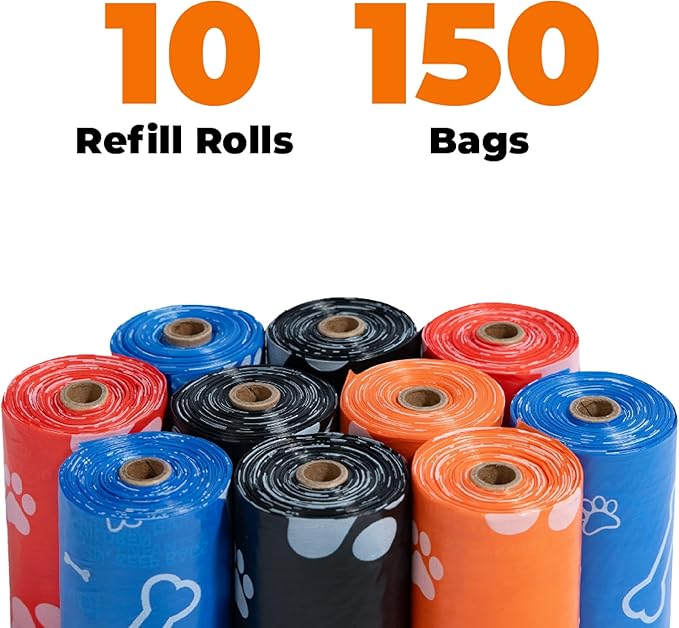 Best Pet Supplies Poop Bags for Dogs, 50% Post-Consumer Recycled Content dog waste bags on rolls, fits all poop bag holders for leashes - 150 Count, Assorted Colors, Scented-PawvioPets