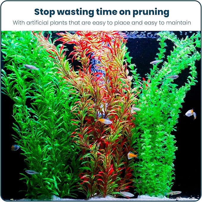 3PCS Artificial Aquarium Plants Set Extra Large - Big Natural Looking Plastic Decoration for Fish, Axolotl and Turtle Tanks – Tall Realistic Tank, Swamp and Pond Fake Plant Decorations.-PawvioPets