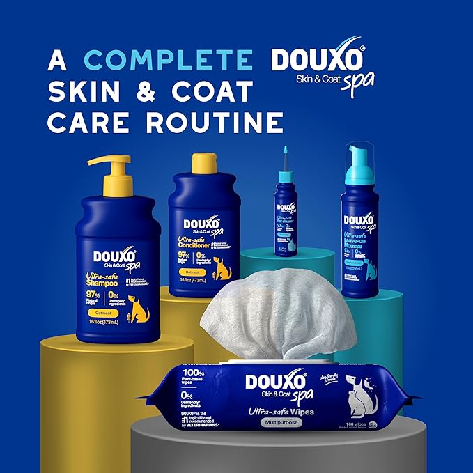 DOUXO® Skin & Coat SPA - Ultra-Safe Dewaxing Ear Cleaner for Dogs and Cats, 4.1 fl oz, Safely Cleans and Dewaxes The Ear, Skin-Friendly Formula-PawvioPets