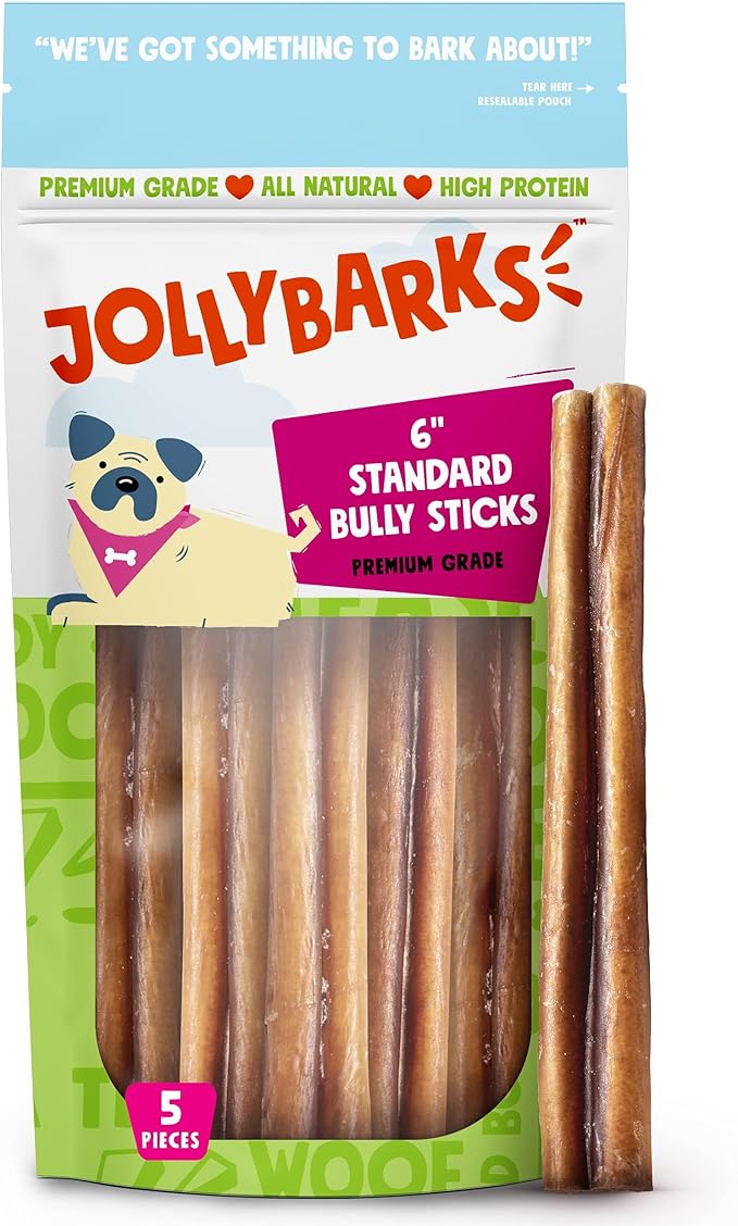 Bully Sticks for Small Dogs | All Natural, Single Ingredient Bully Sticks for Puppies to Medium Dogs (6" Stnd - 5pk)-PawvioPets