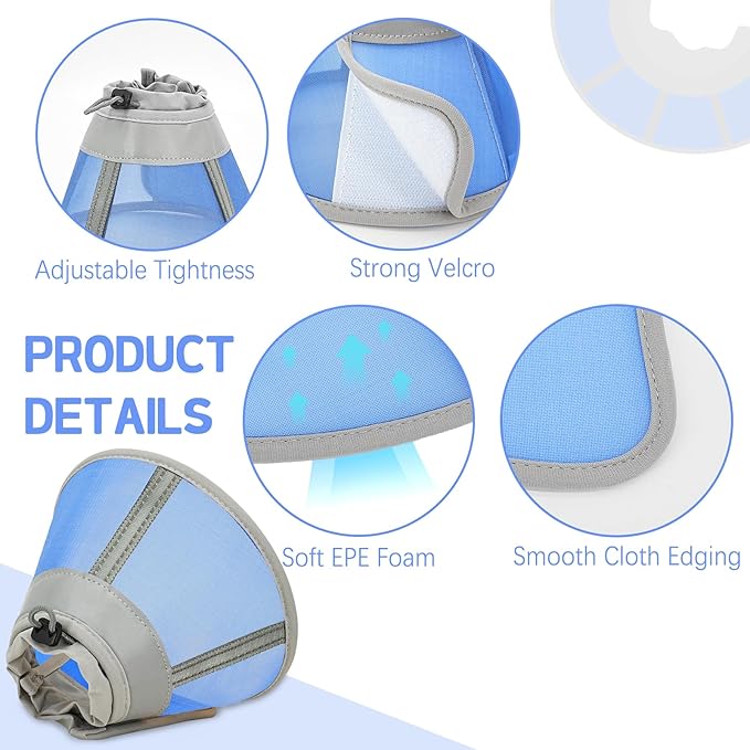 Cat Cone Collar Soft, Cat Recovery Collar for Large Medium Small Cats Kittens, Pet Cone Alternative After Surgery-PawvioPets