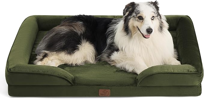 Bedsure XL Orthopedic Dog Bed for Extra Large Dogs - Washable XLarge Dog Cat Bed Waterproof, Comfort Dogs Couch Sofa with Washable Removable Cover, Pet Bed with Nonskid Bottom, Moss Green, 42"-PawvioPets