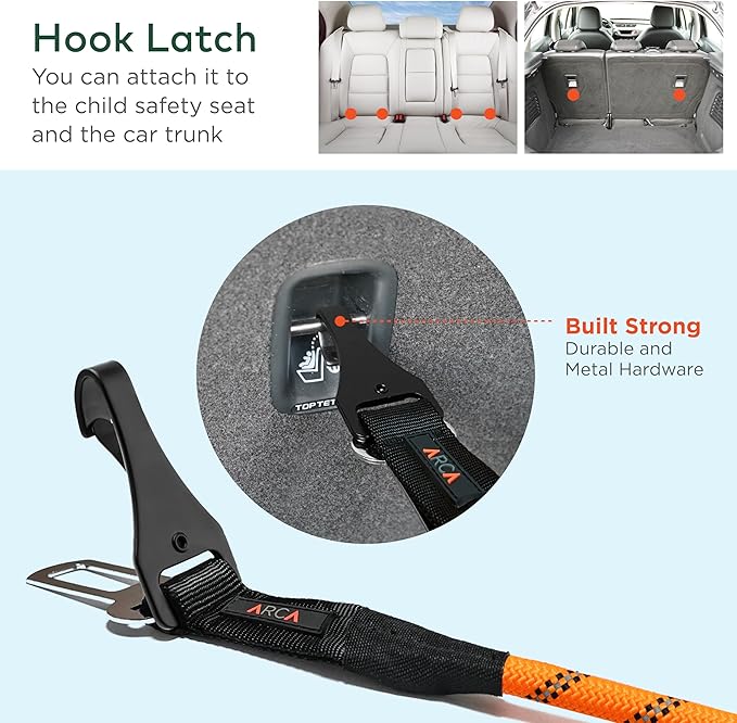 Dog Seat Belt for Car | Universal Dog Car Seatbelt | Durable Reflective Rope with Clip Hook Latch, Buckle and Carabiner- Safe and Secure Pet Safety Restraint (Orange)-PawvioPets