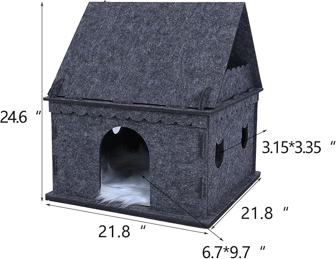 2-Tier Indoor Cat Apartment，Cozy Pet Cat Bed, Hideaway, and Sturdy Cat Castle for Multiple and Large Cats-PawvioPets