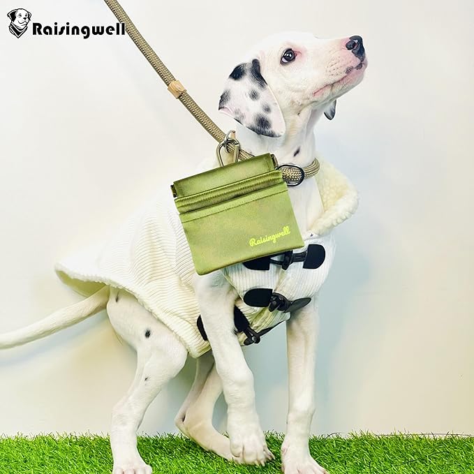 Dog Treat Pouch, Pocket Sized Pet Training Pouch, Hand Free Bronze Dog Walking Bag with Carabiner, Self-Closing Pet Feed Snack Reward, for Puppy Travel or Outdoor Use, NanoPTC-PawvioPets