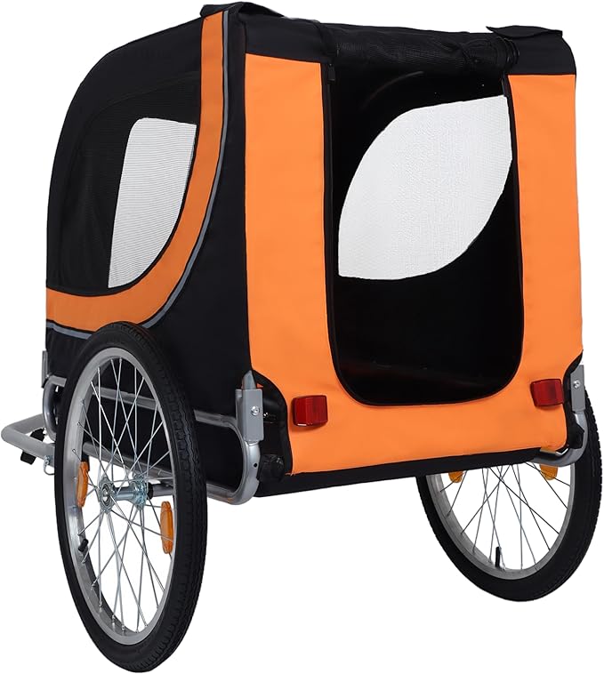 Blue-Grey Large Folding Bike Trailer for Dogs – Heavy-Duty Steel Frame, 66LB Capacity Pet Carrier for All-Terrain Cycling, Jogging & Camping Adventures!-PawvioPets