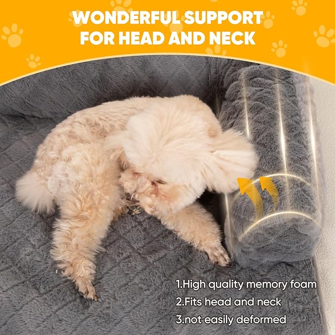Calming Dog Couch Bed for Large Dogs, Durable Fluffy Fuzzy Dog Mat, Sofa Dog Bed Mats with Removable Washable Cover, Perfect for Small, Medium Dogs and Cats-PawvioPets