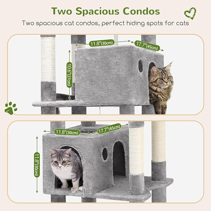 Globlazer Giant Cat Tree, 83 inch Cat Tree for Indoor Cats Large Adult, XXL Cat Tower with 9 Scratching Posts for 20lb+ Heavy Duty Large Adult Cats, F83, Light Grey-PawvioPets