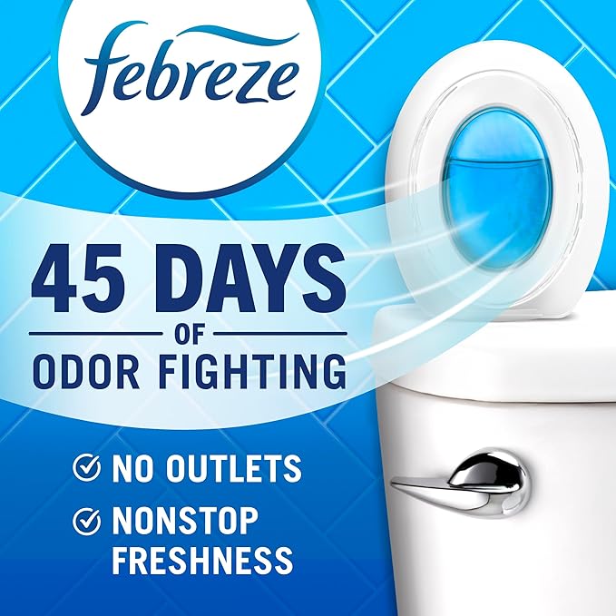 Febreze Bathroom Air Freshener, Odor-Fighting, Plug In Alternative, Air Fresheners for Home and Bathroom and Kitchen, Closet Air Fresheners, Ocean Scent, 4 Count-PawvioPets