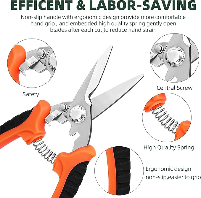 3-Pack Stainless Steel Pruning Shears, Pruning Snips and Clippers for Gardening-PawvioPets