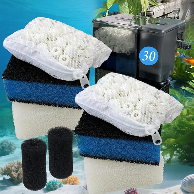 2 Sets of Upgraded Three-Stage Filtration Fish Tank Filter for AquaClear 30 Power Filter, 2 Set of Replacement Maintenance Kit for Fish Tank Filter for 30/150 30-Gallon Aquarium-PawvioPets
