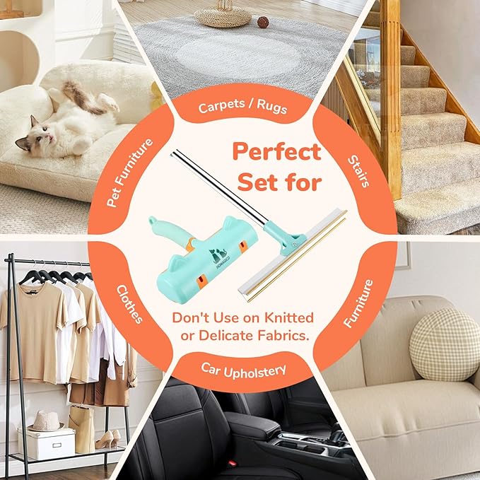 5 PCS Pet Hair Removal Tool, Roller Dog Hair Removers for Couch, Retractable Pet Hair Carpet Scraper Rack, Reusable Cat Hair Remover for Bed, Rugs, Stairs, Furniture-PawvioPets