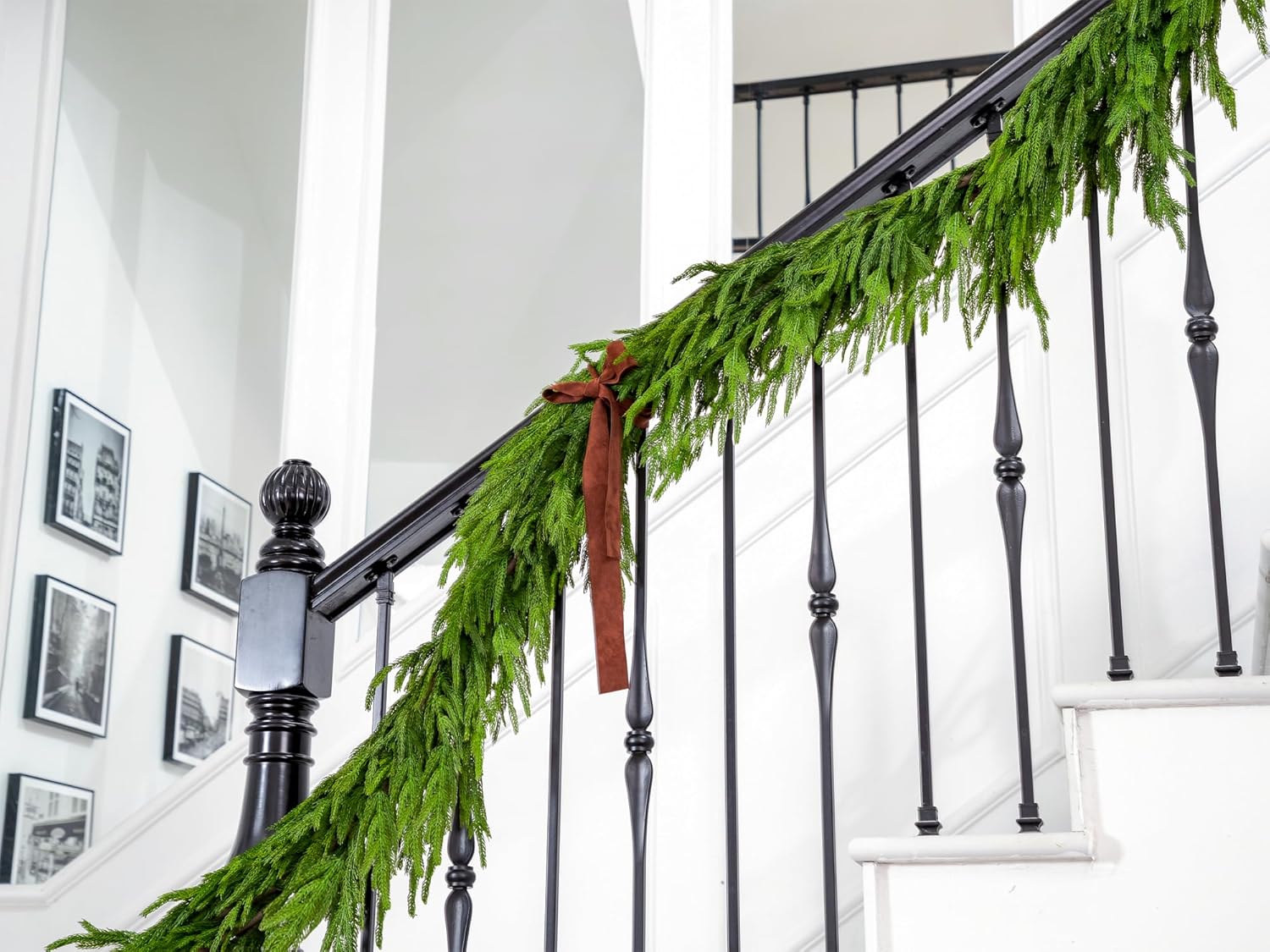 72" Norfolk Pine Garland Real Touch Christmas Garland Faux Cedar Garland Christmas Greenery for Mantle Stairs Table Fireplace Wall Xmas Indoor Outdoor Christmas Decor Holiday Decorations