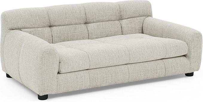 Dog Couch Bed, Mini Sofa for Dogs with Backrest and Armrest, Durable Pet Sofa with Soft Foam Cushion, Elevated Dog Couch Bed with Legs for Medium and Large Dogs, Beige-PawvioPets