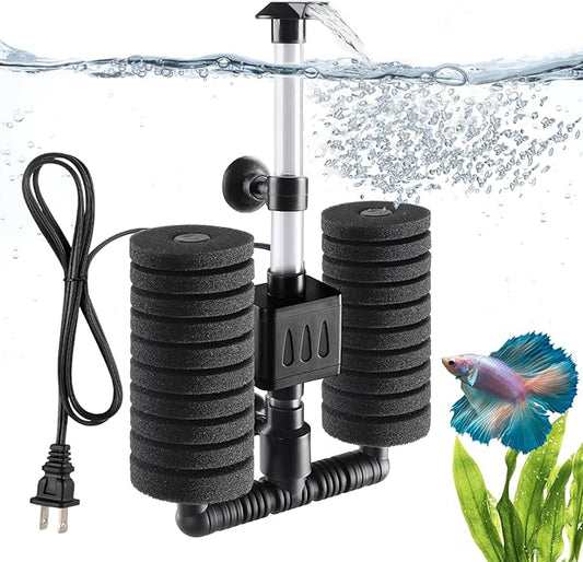 AQQA Aquarium Filter Submersible Internal Power Filter with Multi-Stage Filtration for Freshwater & Saltwater Fish Tanks, Quiet Electric Pump for 10-40 Gallon (110V/60Hz)-PawvioPets