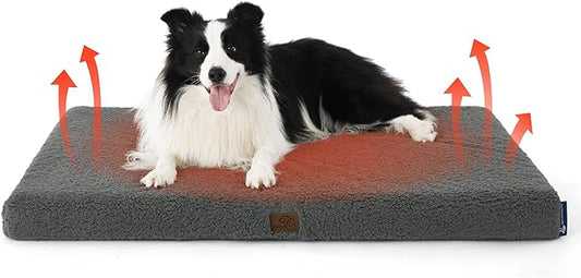 Bedsure Self Warming Dog Bed for Large Dogs - Orthopedic Waterproof Puppy Beds with Removable Washable Cover, Egg Crate Foam Pet Mat, Suitable for Pet Up to 65 lbs-PawvioPets