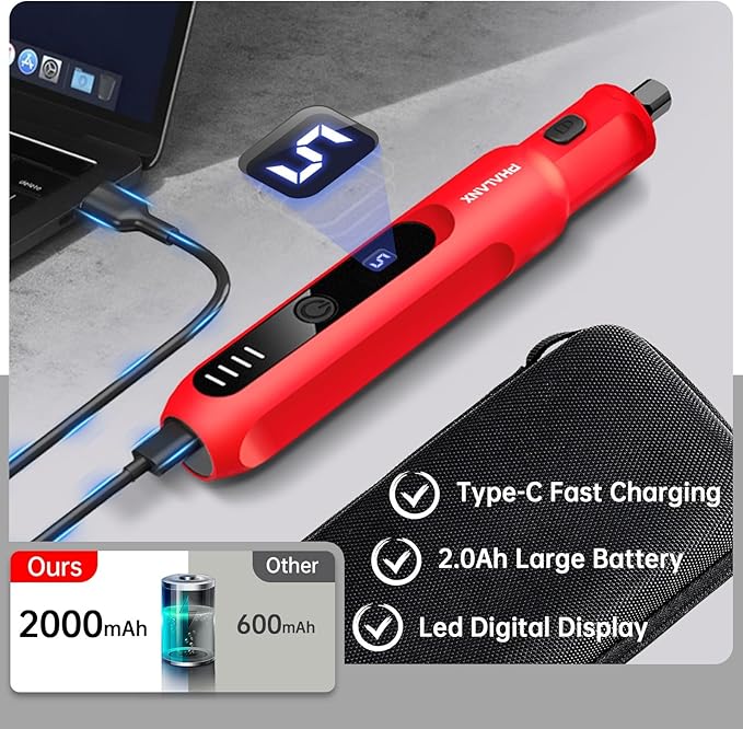 Dog Nail Grinder - Upgraded Pet Nail Grinder, Electric 5 Speeds LED Lights Ring Rechargeable Dog Nail Trimmers Kit, 40 Accessories Cordless Pet Nail Grinder for Dogs Cats and Small/Medium Animals Red-PawvioPets