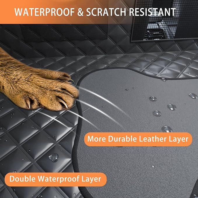 Dog Car Seat Cover Back Seats Protector, Backseat Extender Hard Bottom Rear Seat Pet Cover for Dogs, Waterproof Carseat Covers Dog Hammock Travel Accessories for Car,SUV,Truck-PawvioPets