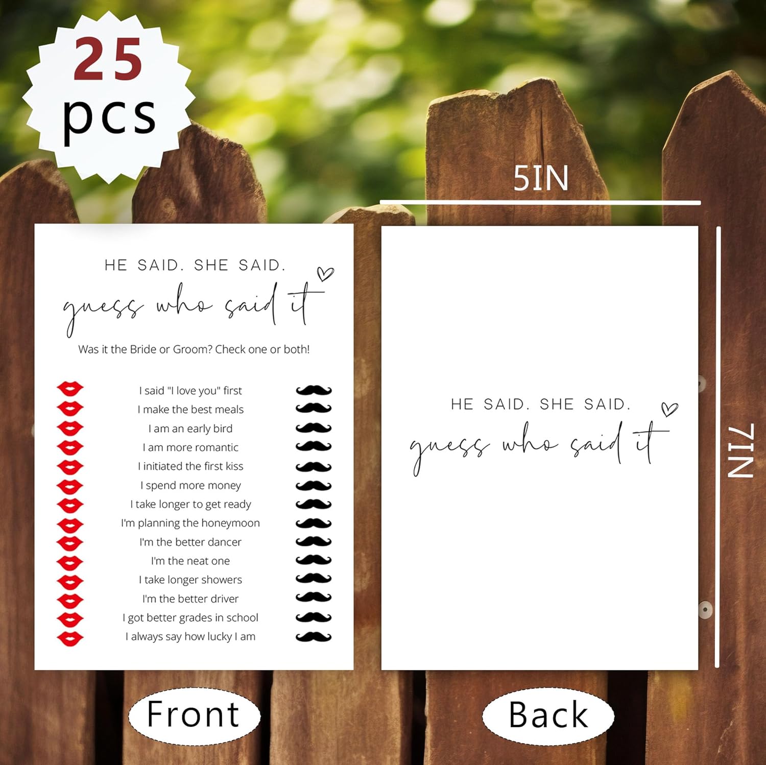 Bridal Shower Games, He Said She Said, 25Pcs Minimalist White Double-Sided Bridal Game Cards, Wedding Shower Games for Guests, Engagement Bachelorette Party Supplies - A12