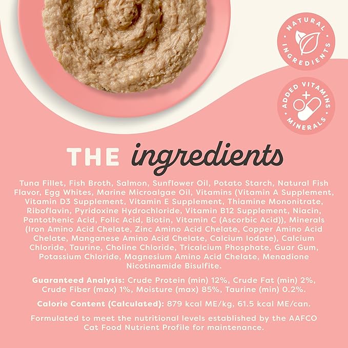 Applaws Vitality Wet Cat Food Paté, Natural Canned Cat Food, Wet Food for Cats with Added Vitamins and Minerals, Grain Free, Carrageenan Free, Tuna Fillet and Salmon Recipe (24 Count, 2.47 oz Cans)-PawvioPets