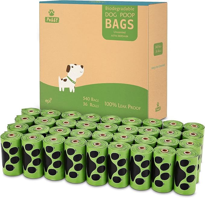 Dog Poop Bags Rolls 540 Count, Unscented Refill Rolls, 9" X 13" Doggie Poop Bags, Dog Waste Bags BY PobbY-PawvioPets