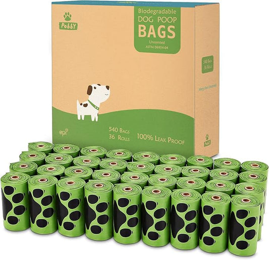 Dog Poop Bags Rolls 540 Count, Unscented Refill Rolls, 9" X 13" Doggie Poop Bags, Dog Waste Bags BY PobbY-PawvioPets