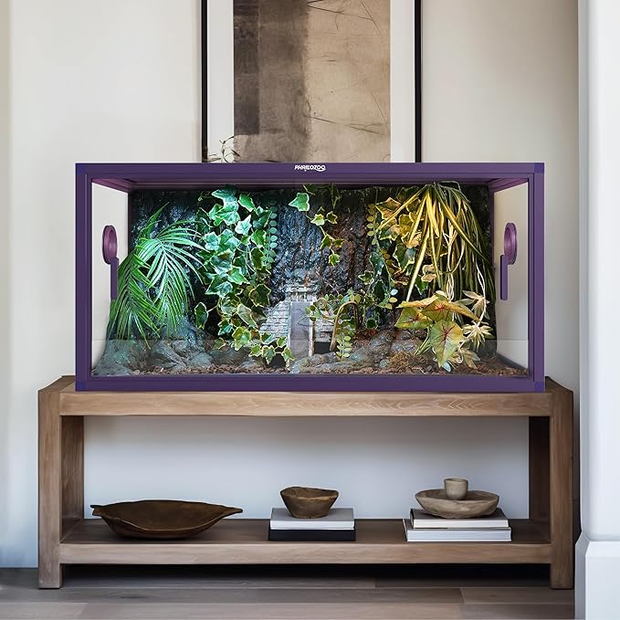 50 Gallon Bearded Dragon Tank, Reptile Enclosure for Easy Maintenance, Front Opening Reptile Tank with Top Screen Ventilation & Glass Sliding Door 36''x18''x18''-PawvioPets