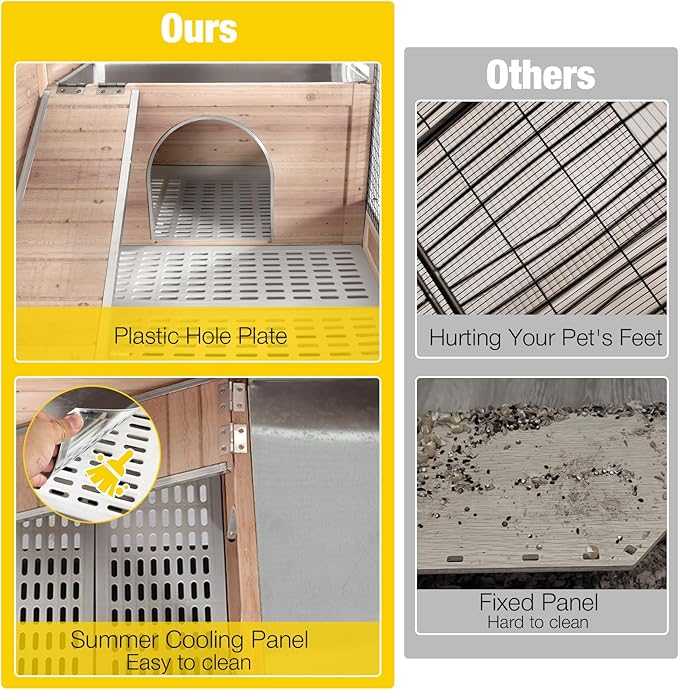 Aivituvin Wooden Guinea Pig Cages Indoor with Removable Stand, Anti Chewing Rabbit Hutch with Ramp and Wire Mesh, 2 Story Small Animals House Habitat with Pull Out Tray (Light Natural Wood)-PawvioPets