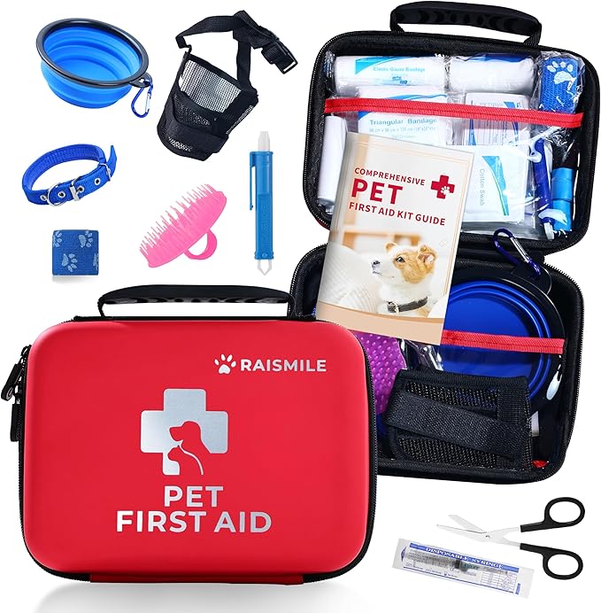 Dog First Aid Kit, Pet First Aid Supplies for Treat Dogs & Cats in an Emergency, Ideal for Use at Home, Outdoors, Traveling-PawvioPets