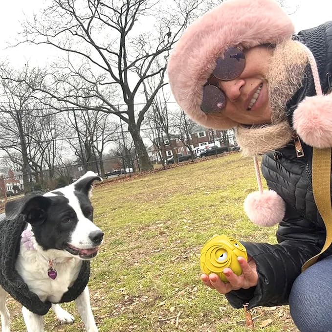 Giggle Ball for Dogs Owl Toys for Puppy Interactive Dog Toy Medium Large Dogs Natural Rubber Cute Hoot Fun Gift for Dog (Yellow Owl)-PawvioPets