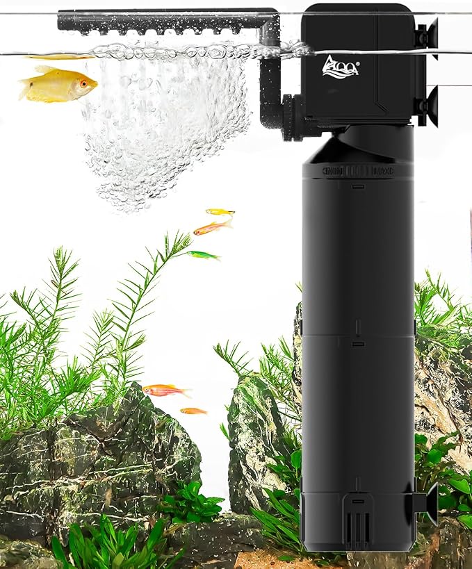 AQQA Dual-Use Aquarium Filter,Fish Tank Filter + Small Water Pump,Filtration,Wave-Making,Dissolved Oxygen,Water Circulation,Water Changes,Fountains Multifunctional Pump,Saltwater Freshwater (25W)-PawvioPets