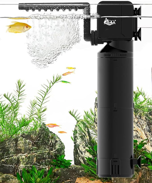 AQQA Dual-Use Aquarium Filter,Fish Tank Filter + Small Water Pump,Filtration,Wave-Making,Dissolved Oxygen,Water Circulation,Water Changes,Fountains Multifunctional Pump,Saltwater Freshwater (25W)-PawvioPets