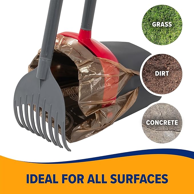 Arm & Hammer Pooper Scooper for Extra Large Dogs Heavy Duty, Outside Yard Dog Poop Scoop Pet Waste Clean Up with Bag Attachment - 2 Waste Bags Included-PawvioPets