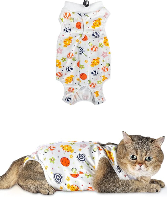 ANWA Cat Recovery Suit - Breathable Cat Onesie for Cats After Surgery Female, Kitten Surgery Recovery Suit Female Abdominal Wounds-PawvioPets
