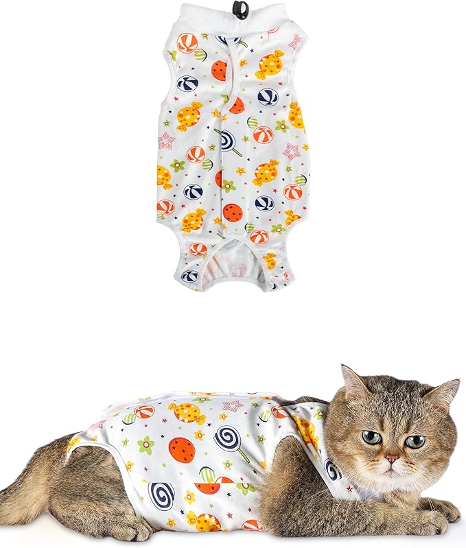 ANWA Cat Recovery Suit - Breathable Cat Onesie for Cats After Surgery Female, Kitten Surgery Recovery Suit Female Abdominal Wounds-PawvioPets