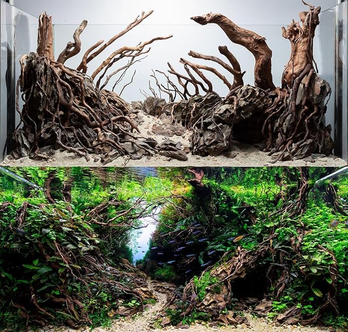 Aquarium Driftwood Roots for aquascaping - 160g Mix Natural Wood Roots for Aquarium aquascaping, aquascaper Essentials Driftwood Roots-PawvioPets