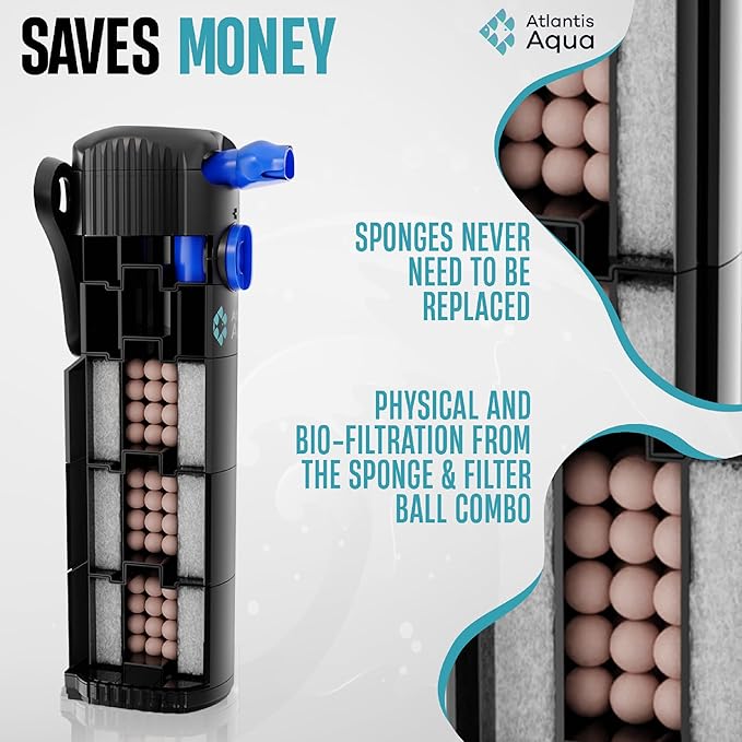 55 Gallon Fish Tank Filter to 100 Gallon Fish Tank Filter | Silent Fish Tank Filter | Large Fish Tank Filter | Submersible Aquarium Filter, 75 Gallon Fish Tank Filter, in Tank Aquarium Filter-PawvioPets