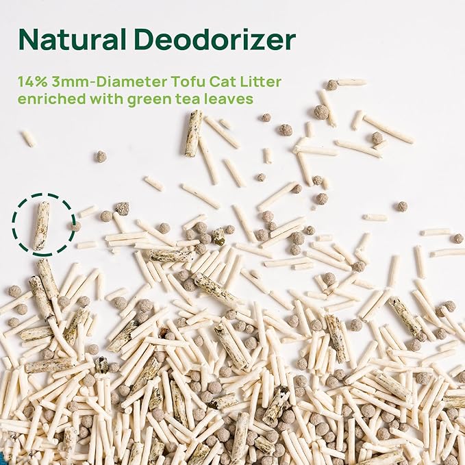 18lbs Mixed Tofu Cat Litter Clumping, Low Dust, Lightweight, Ultra Absorbent and Fast Drying, Natural Pea Husk Bentonite Kitty Litter (9lbs×2bags)-PawvioPets