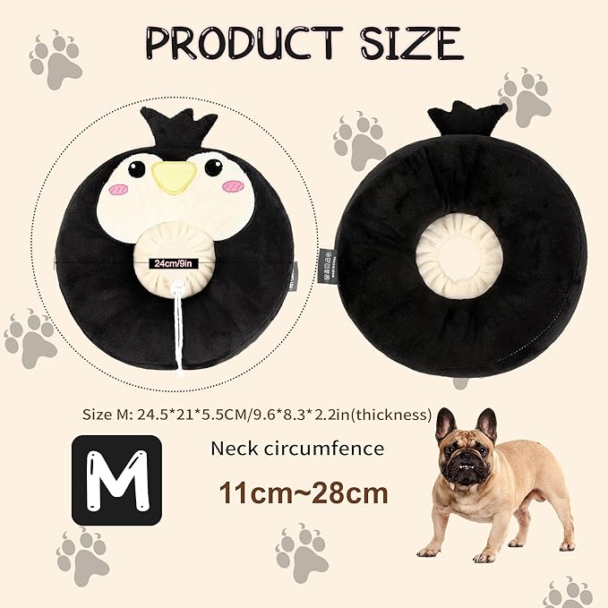 Adjustable cat Cone Collar Soft to Stop Licking After Surgery for Kitten, Alternative to Cone of Shame cat, Donut Cone for Cats, pet Elizabethan Collar (Penguin, Medium)-PawvioPets