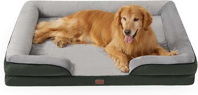 Bedsure XXL Orthopedic Dog Bed for Extra Large Dogs - Waterproof Giant Dog Cat Bed, Comfort Dogs Couch Sofa with Washable Removable Cover, Pet Bed with Nonskid Bottom, Boreal Canopy Green, 52"-PawvioPets