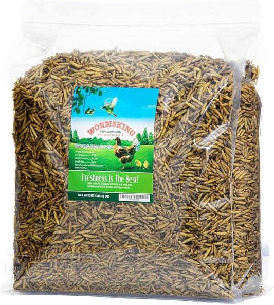 5LB Dried Black Soldier Fly Larvae, More Calcium Than Dried Mealworms, High Protein Chicken Feed,Duck Food, BSFL, Poultry Treats-PawvioPets