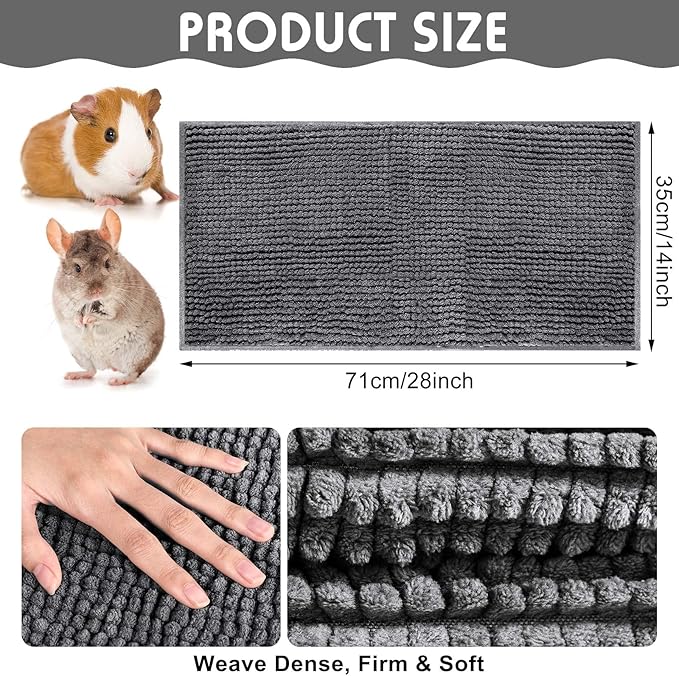 Amylove 4 Pcs Guinea Pig Cage Liner Guinea Pig Bedding Washable Fleece Pee Pads Reusable Small Animals Training Mat Small Animal Sleeping Bed for Bunny Hamster(Dark Gray,14 x 28 Inch)-PawvioPets