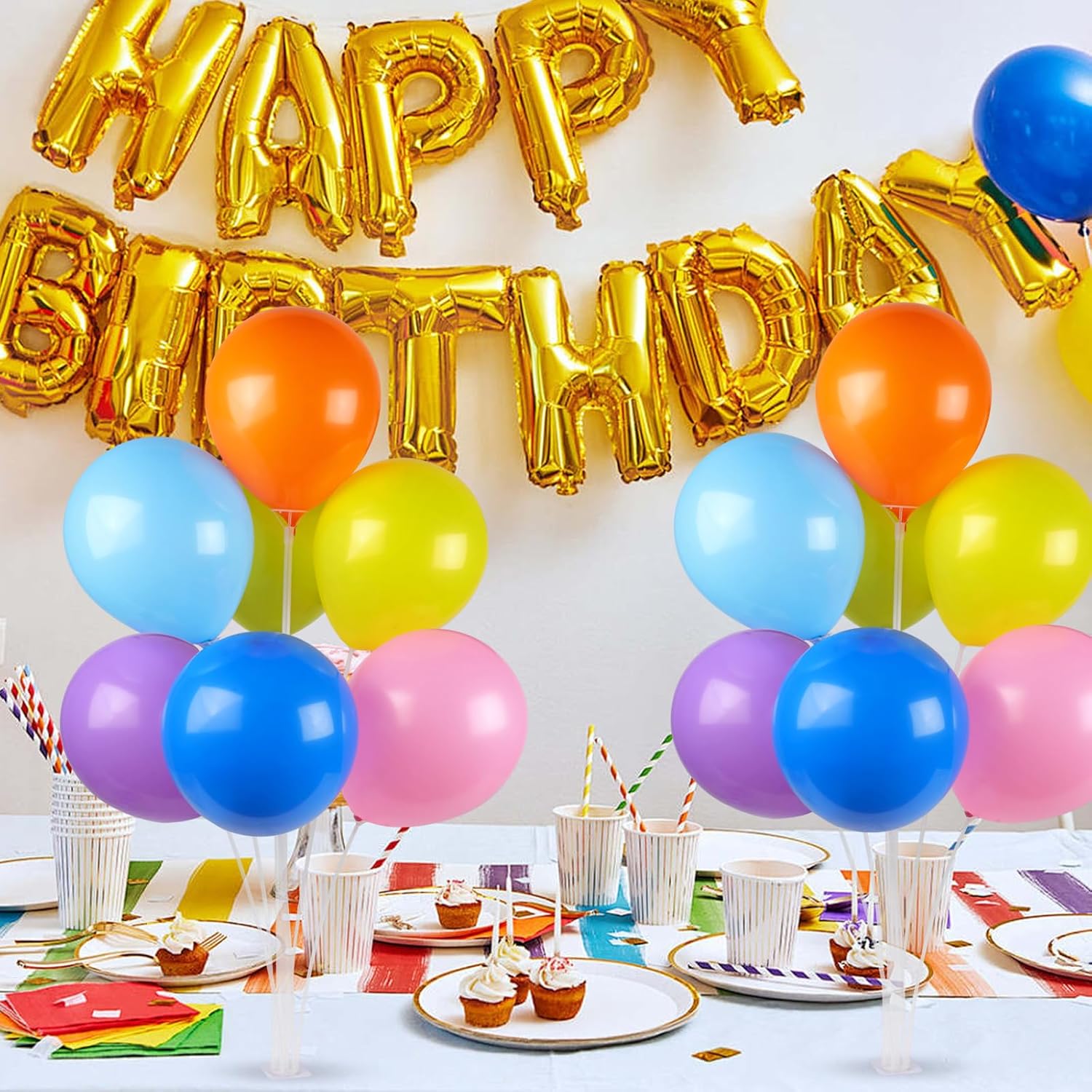 Balloon Stand Kit (4 Sets) - Durable Balloon Sticks with a Sticky, Stable Base for Tabletop Decorations, Perfect for Weddings, Birthdays, Baby Showers, and Graduation Parties.